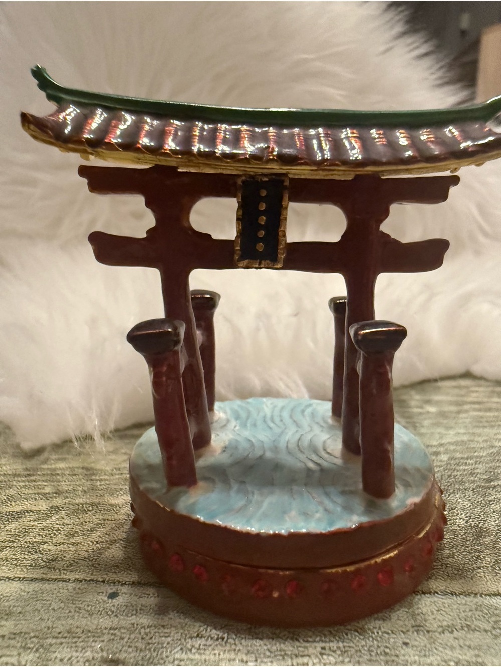 Ceramic Torii Shrine Figurine - trinket box